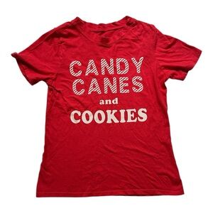 Brokedown Kids Holiday Festive Red Kids T-Shirt with Candy Print